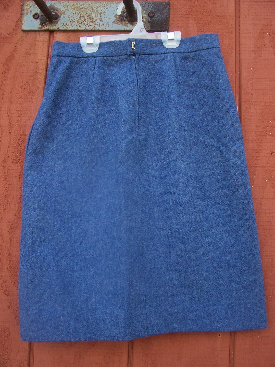 Cool cobalt wool mini skirt Mad Men 1960s vintage
