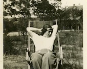Vintage Photo "Enjoying the Sun", Photography, Paper Ephemera, Snapshot, Old Photo, Collectibles - 0014