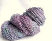 Hand Dyed Sock Yarn, Merino Wool Yarn, Donegal Tweed Yarn, 100g, Green, Purple