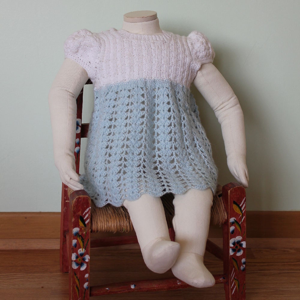 Vintage Knitted Baby Dress, 6-12 month size