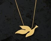 Leaf Necklace, 18k gold plated - handmade, unique design, flat pendant, gold filled chain, brushed texture, gift for mom, outdoor wedding