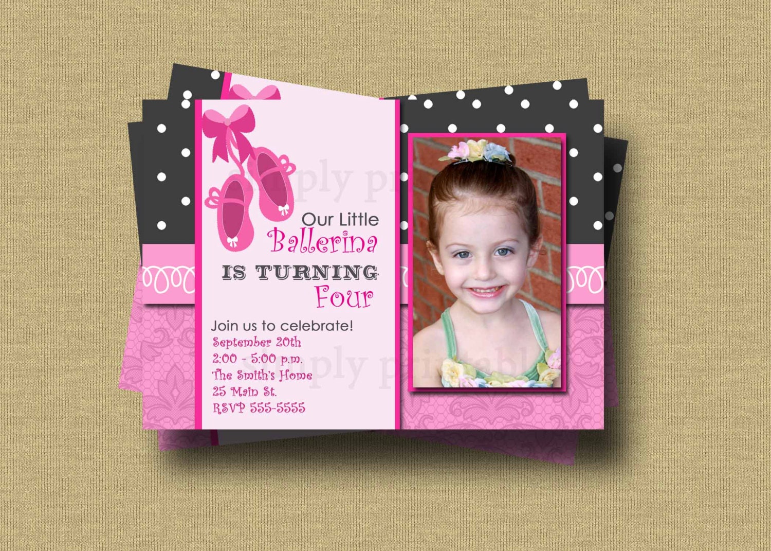 Ballerina Birthday Invitation with Photo Il_170x135