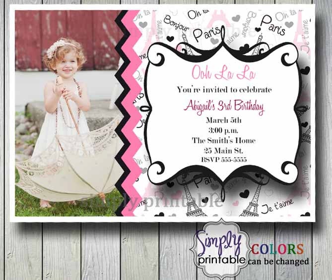 Paris Birthday Invitation with Photo (Printable) Il_170x135