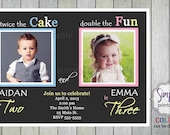 Joint Party Girl/Boy Birthday Invite Pink Blue Yellow Il_170x135