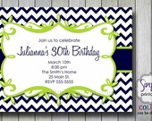 Chevron Birthday Invitation (Navy & Lime) Il_170x135
