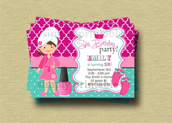 Spa Invitation Birthday (Printable) Il_570xn