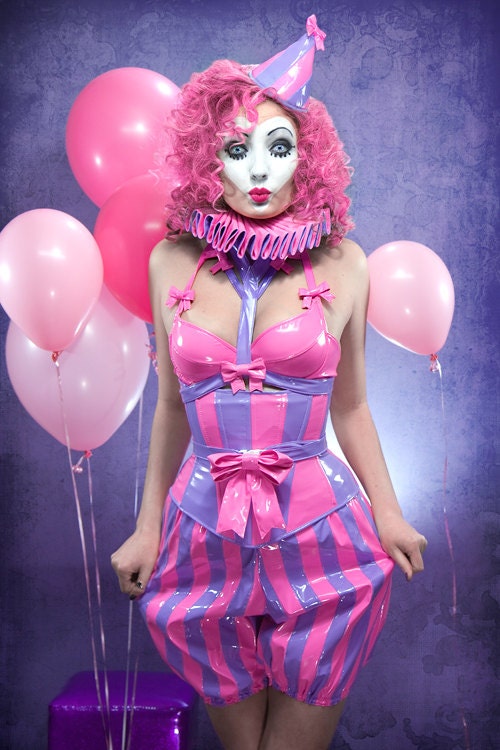 S/M Pink & Lilac Striped PVC bloomers (photoshoot sample ready to ship)