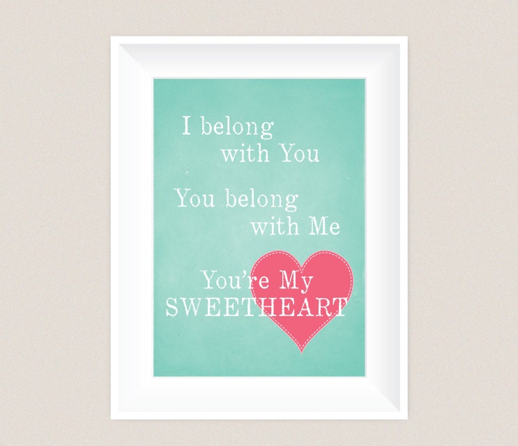 You're My Sweetheart 5x7 Print - Customized Heart Valentine's Day Wall Art