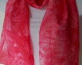 Hand Dyed Silk Scarf  Hand painted Scarf - shades of red -Habotai Silk Batik women's fashion