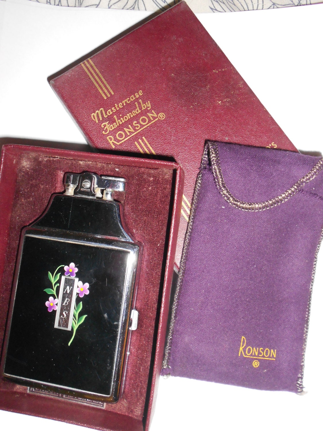 Mastercase Cigarette Lighter & Case Combo Vintage Art Deco Ronson Ladies Enameled Metal Lighter30s-40s