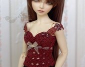 Chocolate brown crochet top, corset for MSD