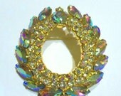 Vintage JULIANA Aurora Borealis HUGE Wreath Brooch