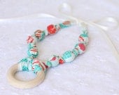 Happy Hexi Teething Ring Necklace for Breastfeeding/Nursing Necklace, Teething Necklace, Babywearing, Fabric Necklace