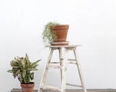 Vintage Step Ladder / White Wood Stool