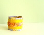 SUMMER bracelet cuff jewelry, textile bracelet, textile cuff, fabric bracelet, fabric cuff, eco friendly bracelet, soft jewelry, yellow