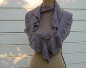 Pattern PDF for Ruffled Mesh Lace Shawl, Shawlette, Collar, Sarong, Crochet Pattern with Rose Applique, Versatile Wrap