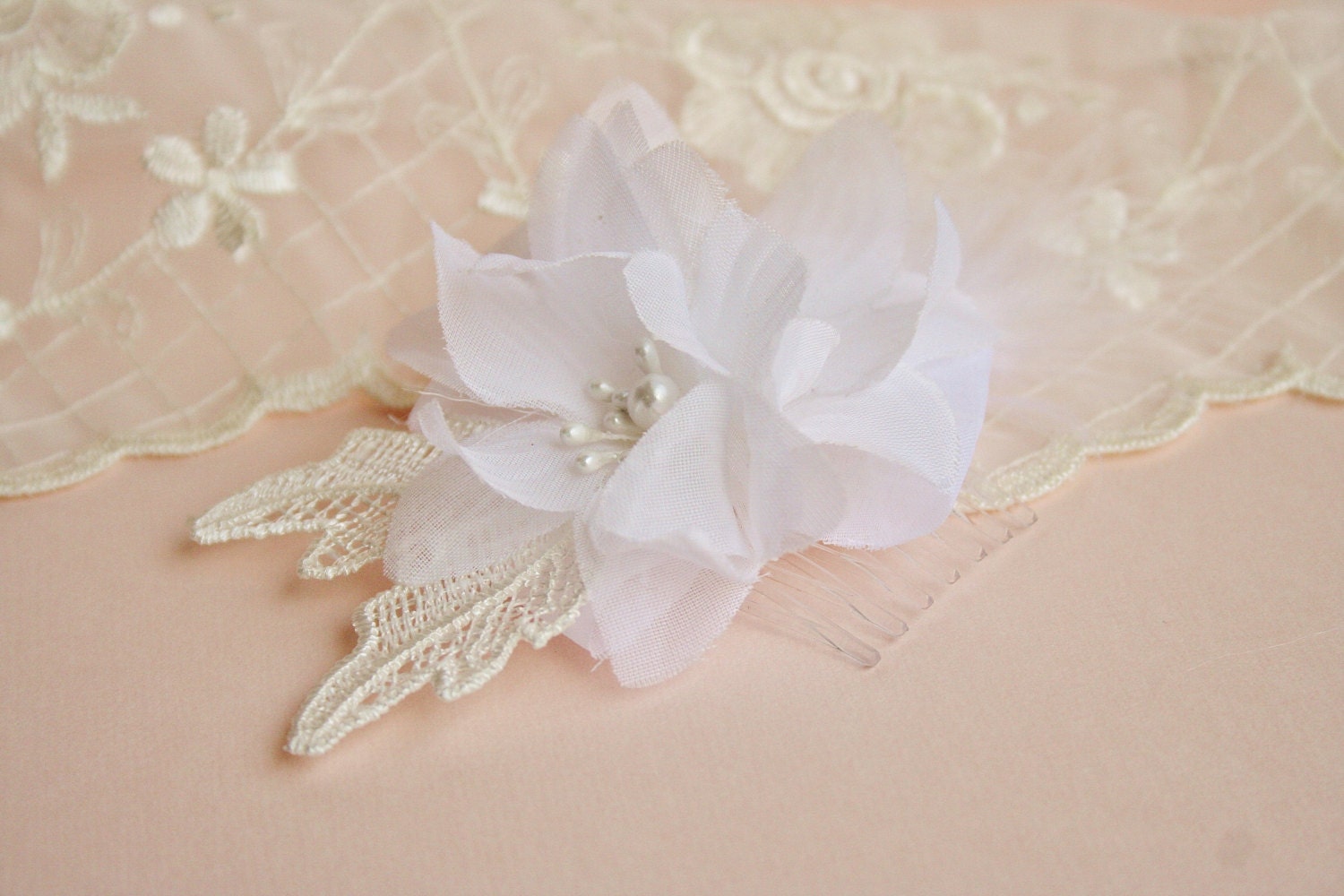 Pearl Bridal Hair Flower, White Hair Flowers, Hair Comb,  Lace, Flower, Bridal Hair Accessories, Wedding Accessories - Ready to Ship
