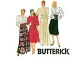 1980s Evening Blouse & Skirt Pattern Butterick 4125 Bust 36 Womens Vintage Sewing Pattern Ruffled Neck Blouse Flare Skirt 2 Lengths UNCUT