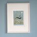 Moon Hare Print - Original Linocut  Pale Blue  Magical River Limited Edition by Giuliana Lazzerini.