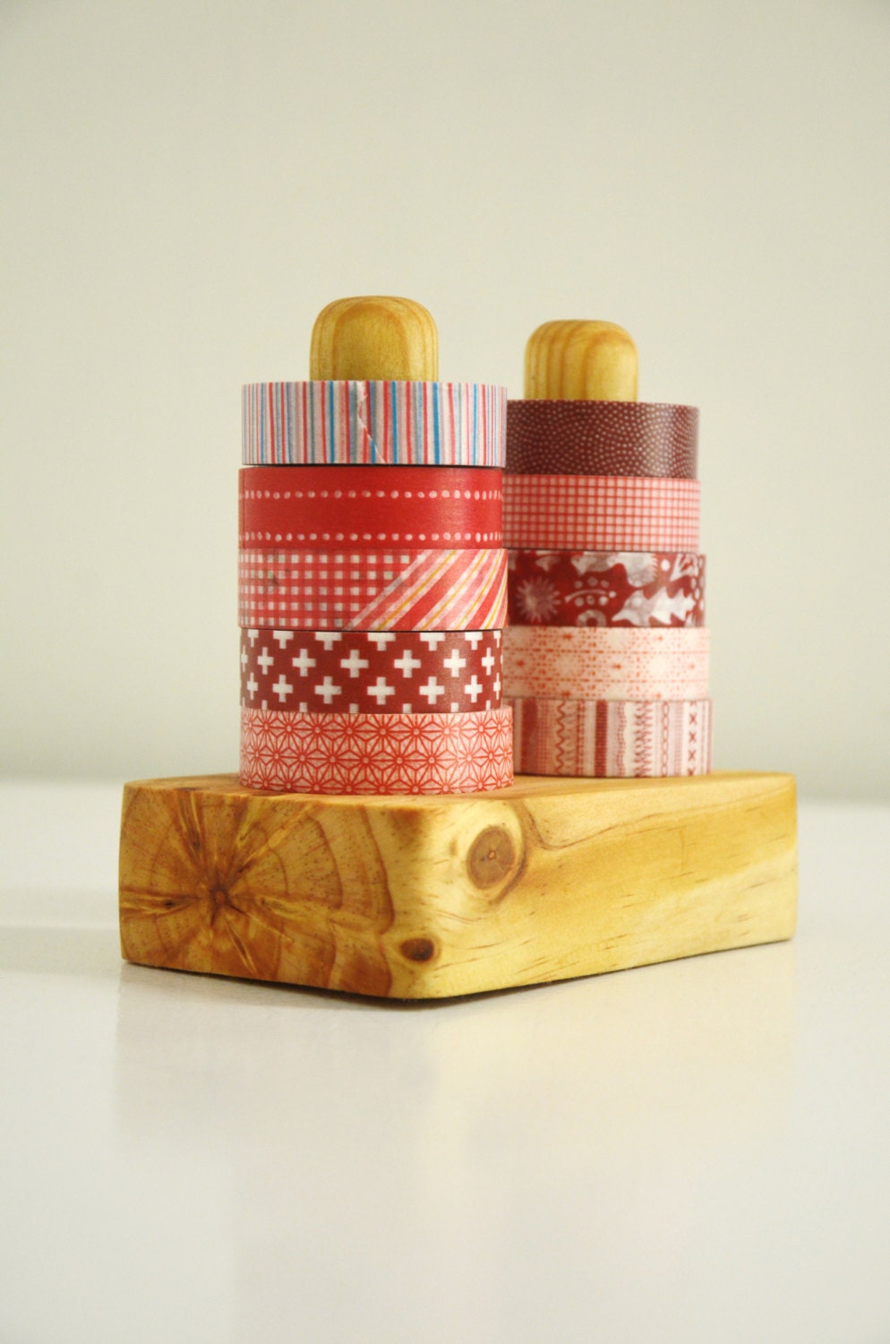 Washi Tape Organizer - Masking Tape Holder - Wooden - Eco friendly Wood Japanese Tape Dispenser for 10 rolls - gift under 25