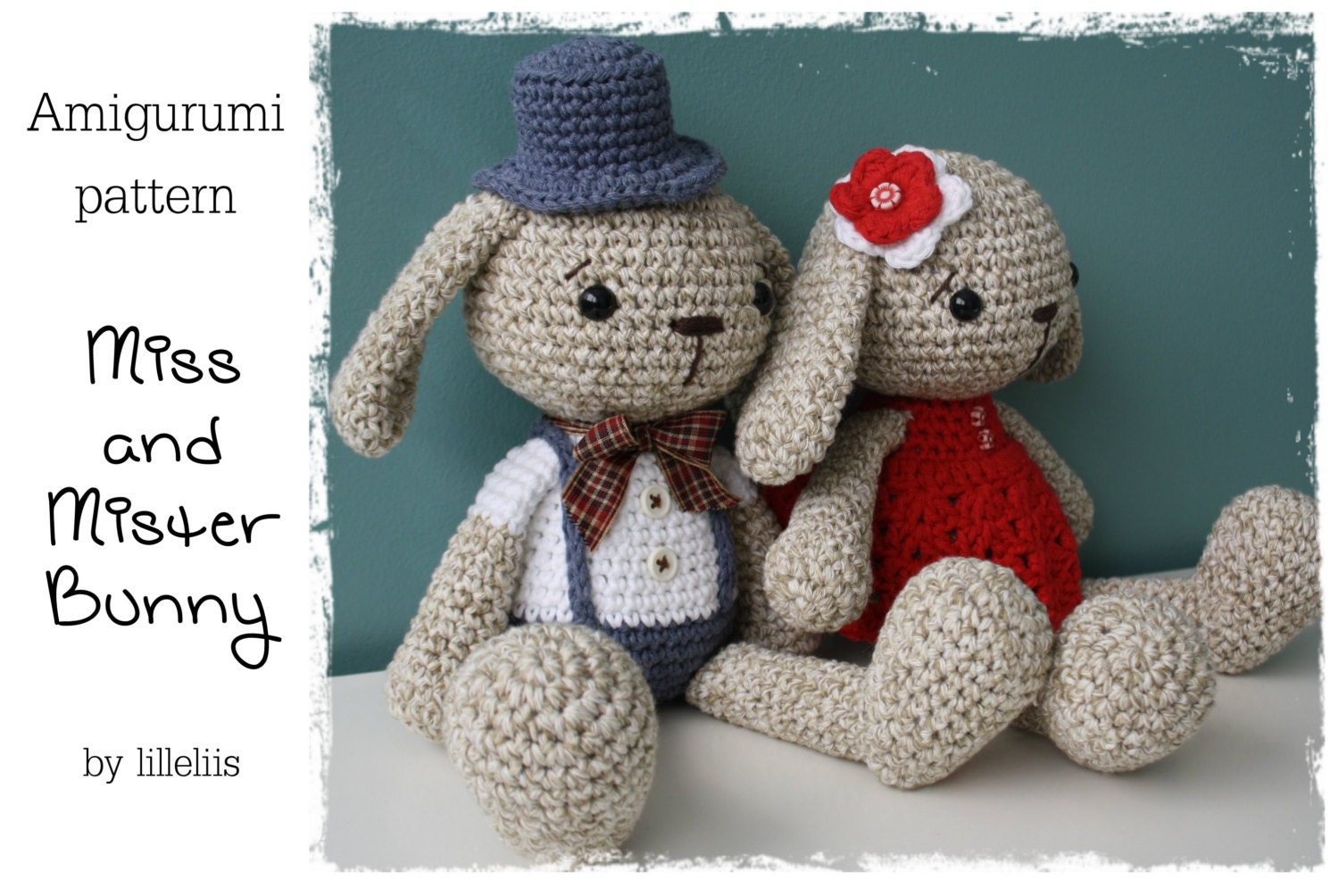 PATTERN - Miss and Mister Bunny, amigurumi bunny couple, crochet toys