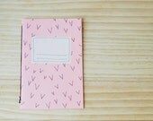 hand drawn flying v pattern hand bound jotter - pink blank notebook journal