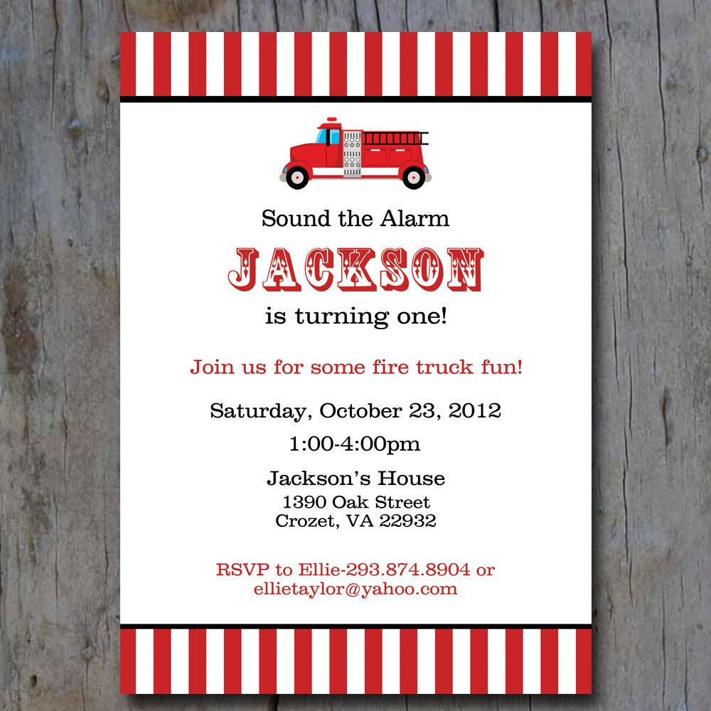 Printable Fire Truck Birthday Party Invite Il_570xn