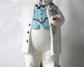 SALE Vintage Bourbon Decanter, Bob's Bourbon, White Figural Decanter