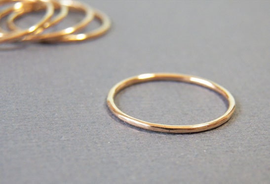 Single (1) 14K Gold filled Skinny Stacking Rings, Simple Modern Minimal, Handcrafted