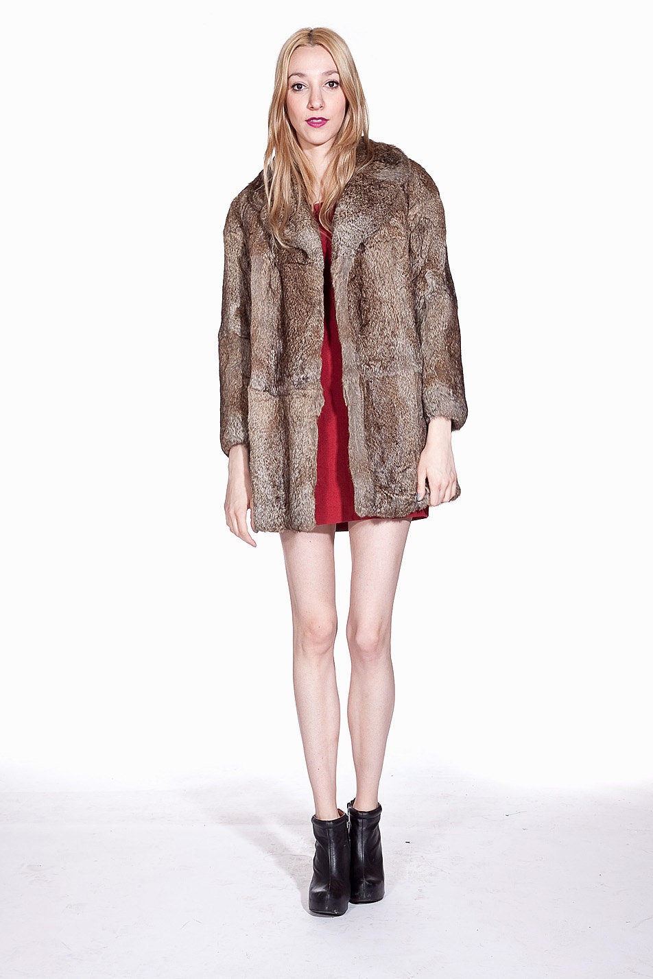 Vintage Natural Rabbit Fur Jacket / S