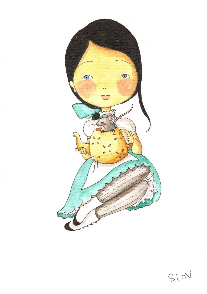 Alice and the Door Mouse - 5"x7" print