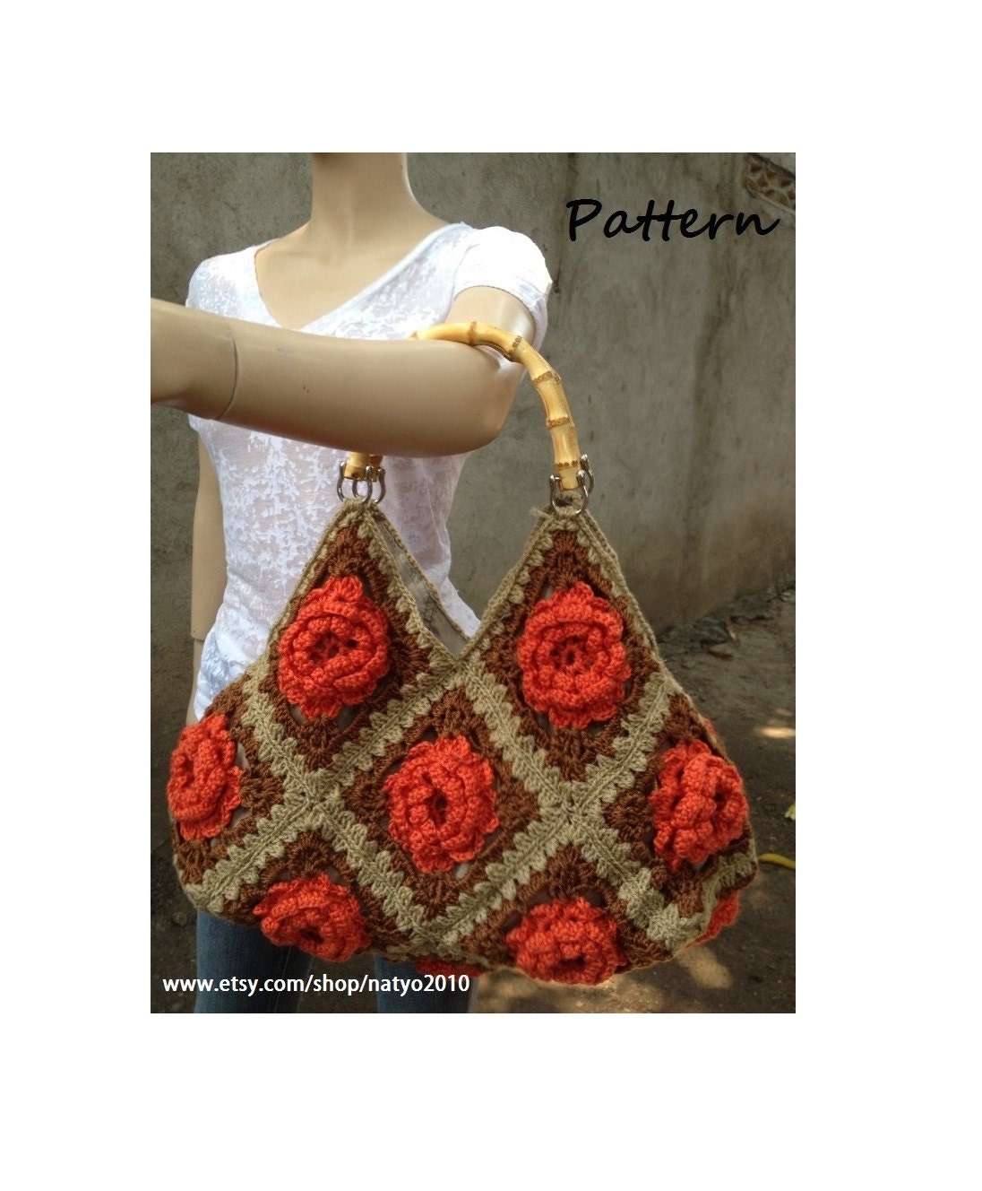 INSTANT DOWNLOAD Crochet Coral Tote Bag - Pdf Pattern