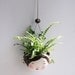 Ceramic mini hanging planter - Piper - chocolate brown and red-succulent or air plant