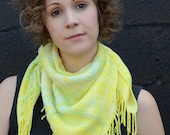 Handwoven and Hand-dyed Square Yellow and Green Tartan Scarf