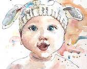 Custom Portrait  Bay Portrait, - Original portrait 8x10 inches watercolor pen and ink sketch