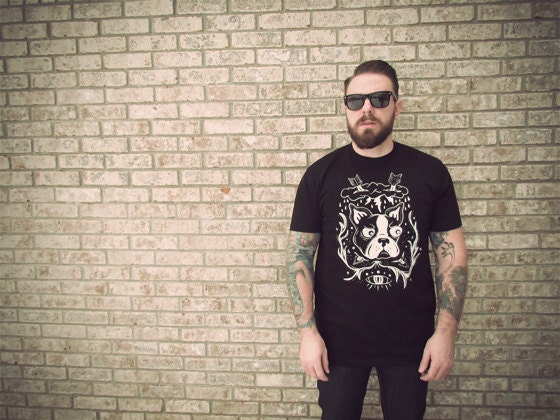 Men Boston Terrier Neo Shirt Black Available in S-M-L-XL-2XL Free Shipping
