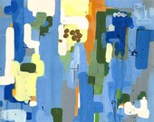 Caribbean Splash - 8x10 print, blue and orange abstract, geometric print, living room art, boys modern bedroom art