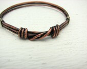 Copper Bangle Bracelet Rustic Wire Wrapped Jewelry Handmade Mixed Metal