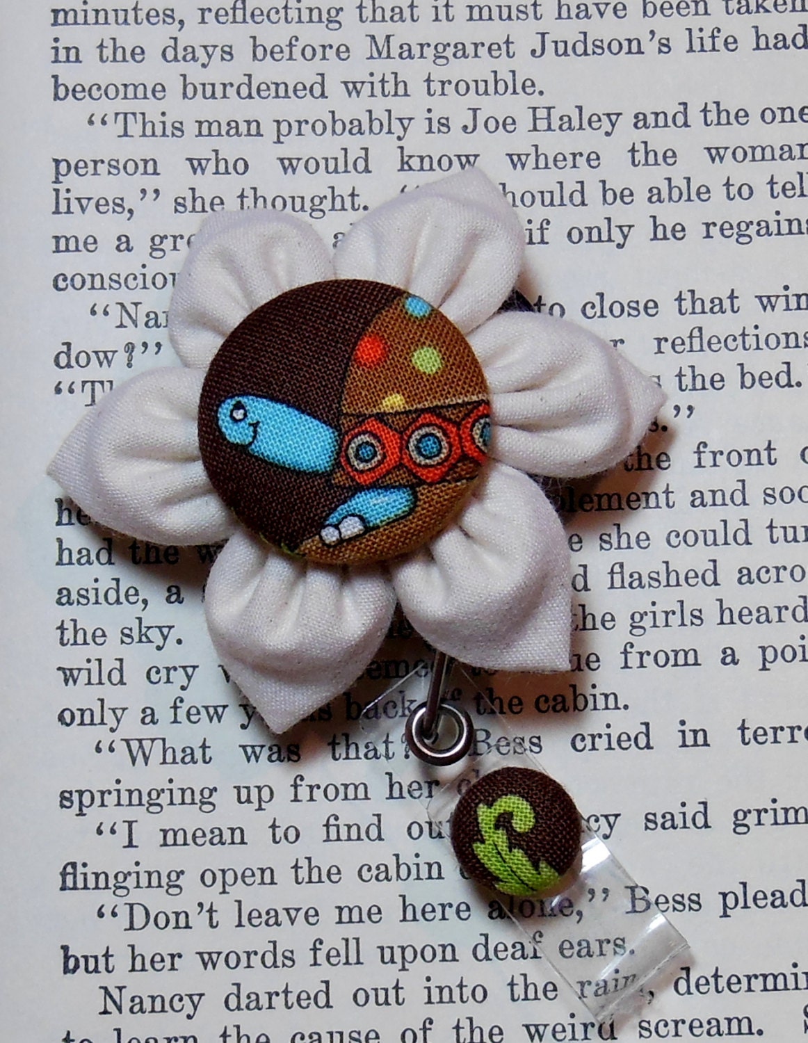 Id Badge Retractable Id Badge Holder Kanzashi Flower Natural Flower Cute Turtle