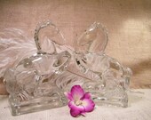 Vintage Heavy Clear Glass Book Ends - Horses - Book Lovers - Equestrines - Elegant - Classic - Modern Home - Organization