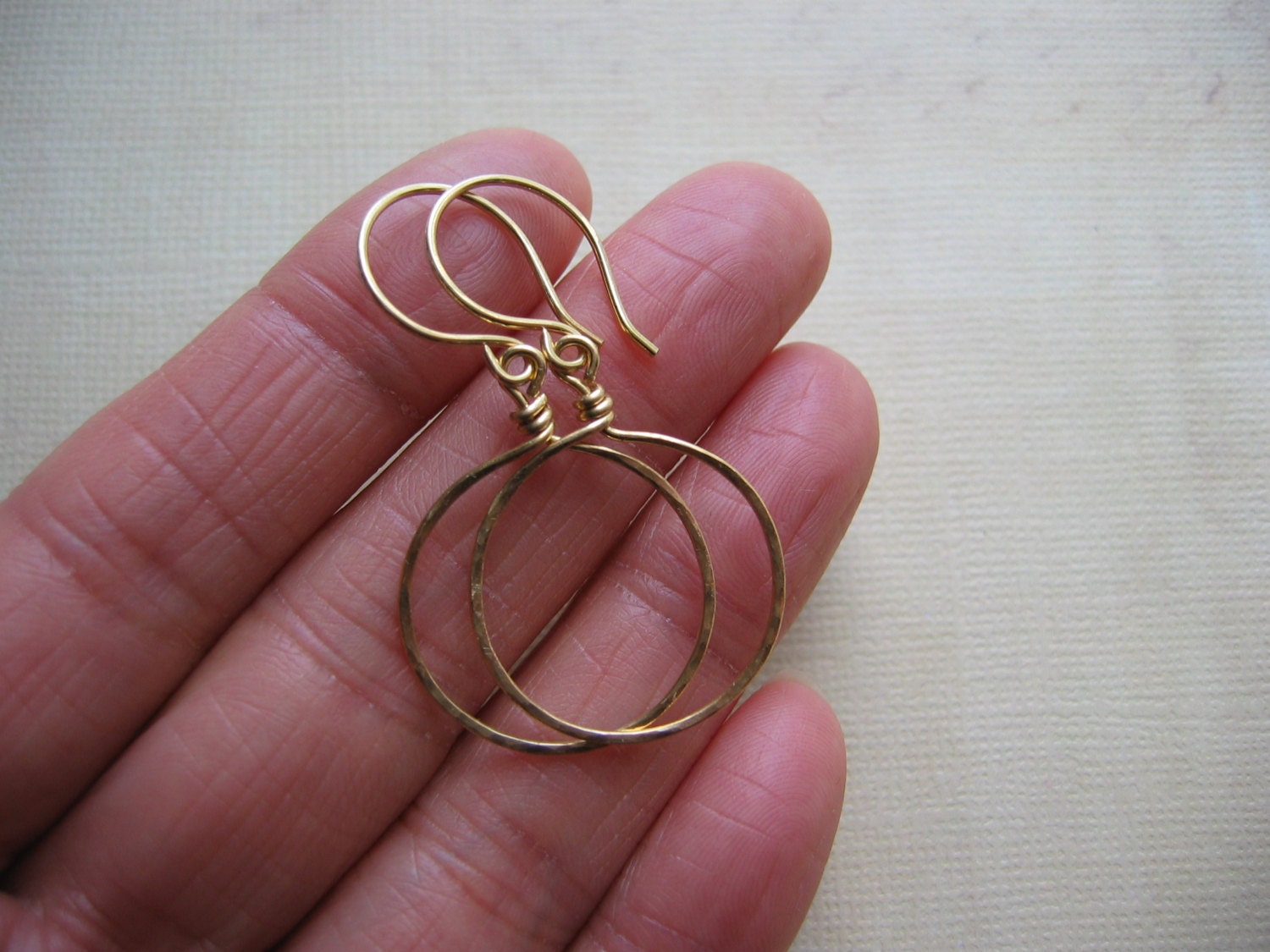 Wire Wrapped Hammered Hoop Earrings in Brass, Silver or Copper - Everyday Hoop Earrings - Handmade Artisan Earrings