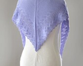 Knitted alpaca and merino wool summer lace scarf  in lavender colour "Spring Leaf"