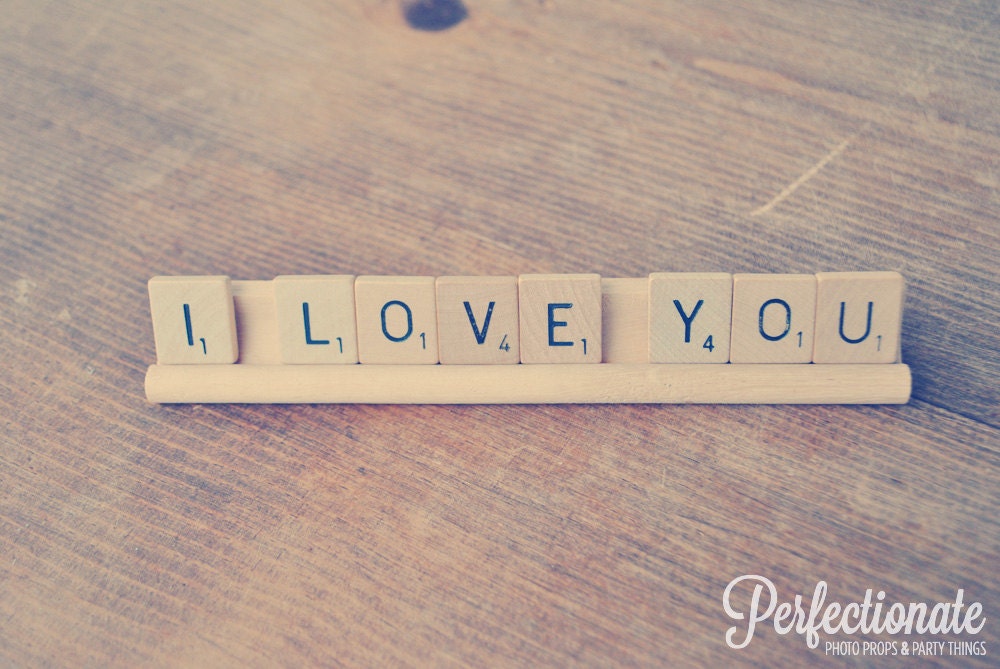 I Love You Scrabble Sign // Wedding Photo Prop // Scrabble Sign // Engagement Photo Prop // Engagement Idea // Bride and Groom Photo Prop