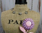Flower Power Hippie  Purple & Pink Pin Brooch