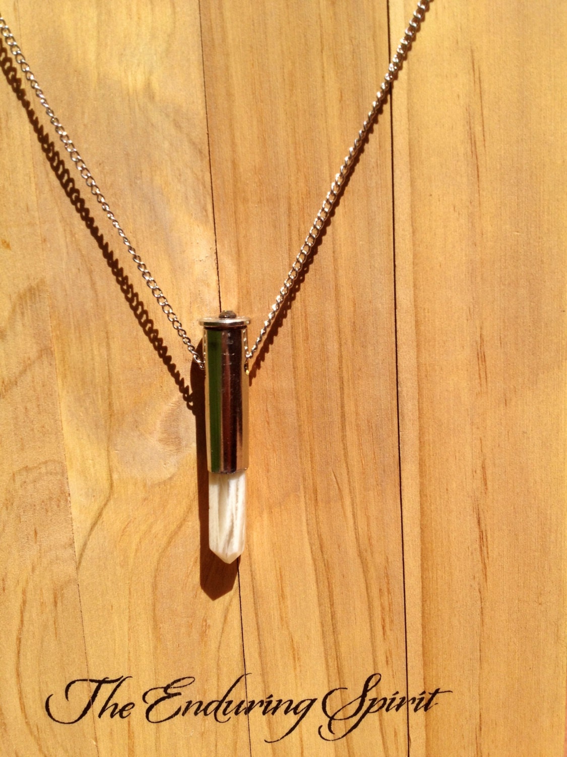 Silver Moon Stone Bullet Point Necklace