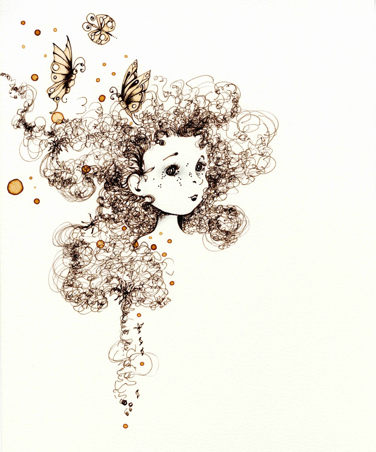 Original Pen & Ink Illustration / Drawing Fine Art OOAK Original Pen and Ink  Illustration
