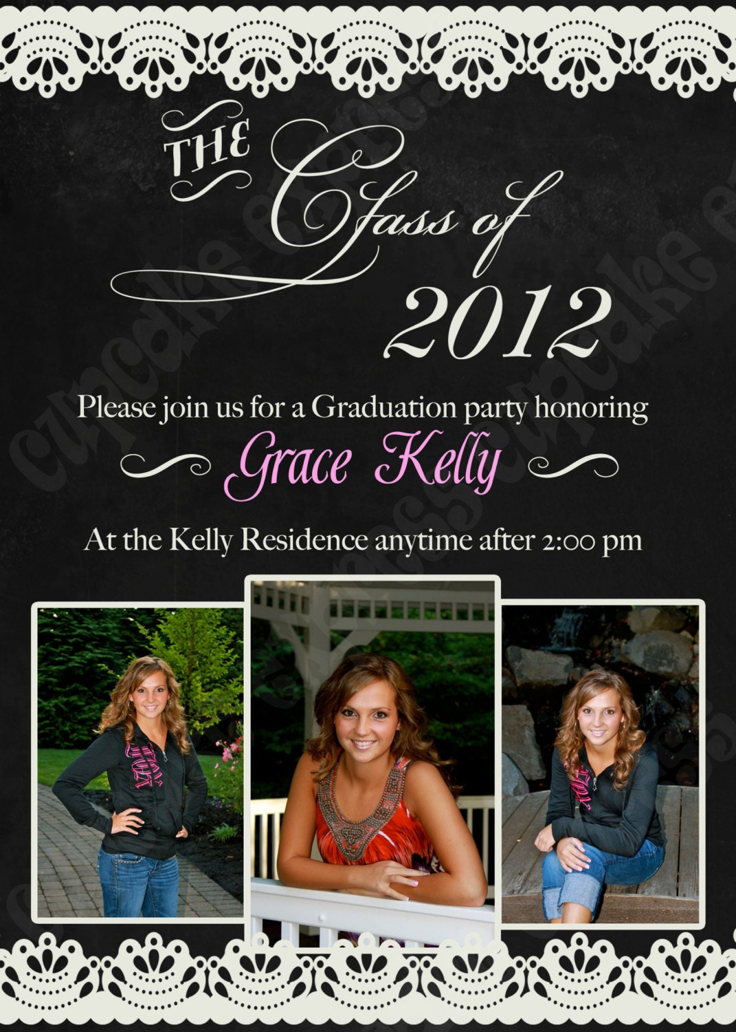 DIY Gradutation PRINTABLE Photo Invitation 5x7 chalboard look You Pick Color Il_170x135