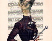 prints posters Mixed media Illustration Drawing painting acrylic digital Giclee, french vintage, paris: Steampunk Ostrich