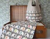 Grey Elephant Modern Bib and Burp Cloth Set