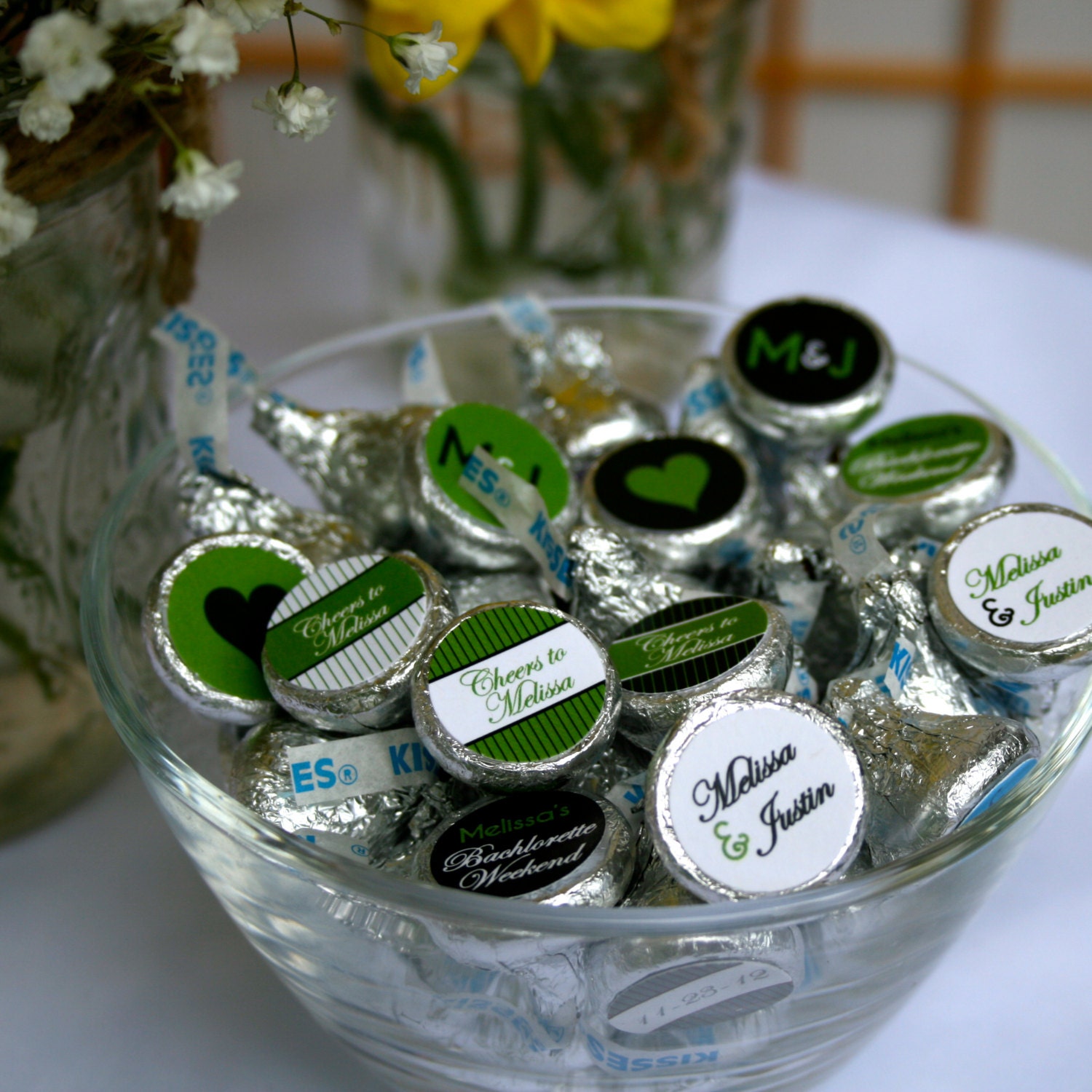Hershey Kiss Labels in Green, Black and White- Print Your Own Il_570xn